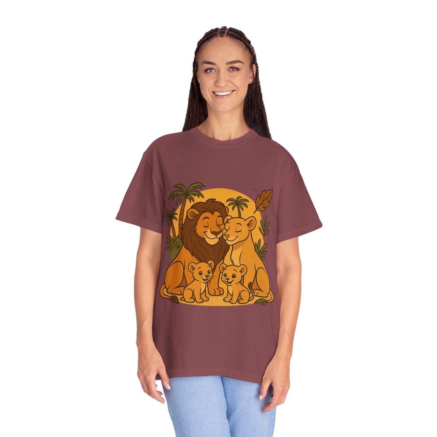 Lion Family T-Shirt – Mom, Dad & 2 Cub | Lion Pride Family Design | Mufasa| Cute Safari Jungle Tee