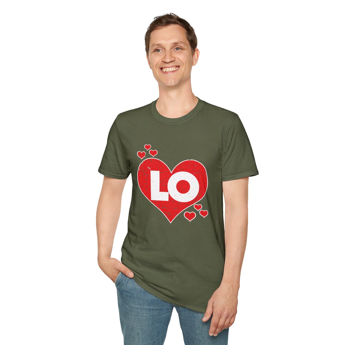 Love Heart T‑Shirt — Red Heart “LO” Graphic Tee for Valentine’s & Couples