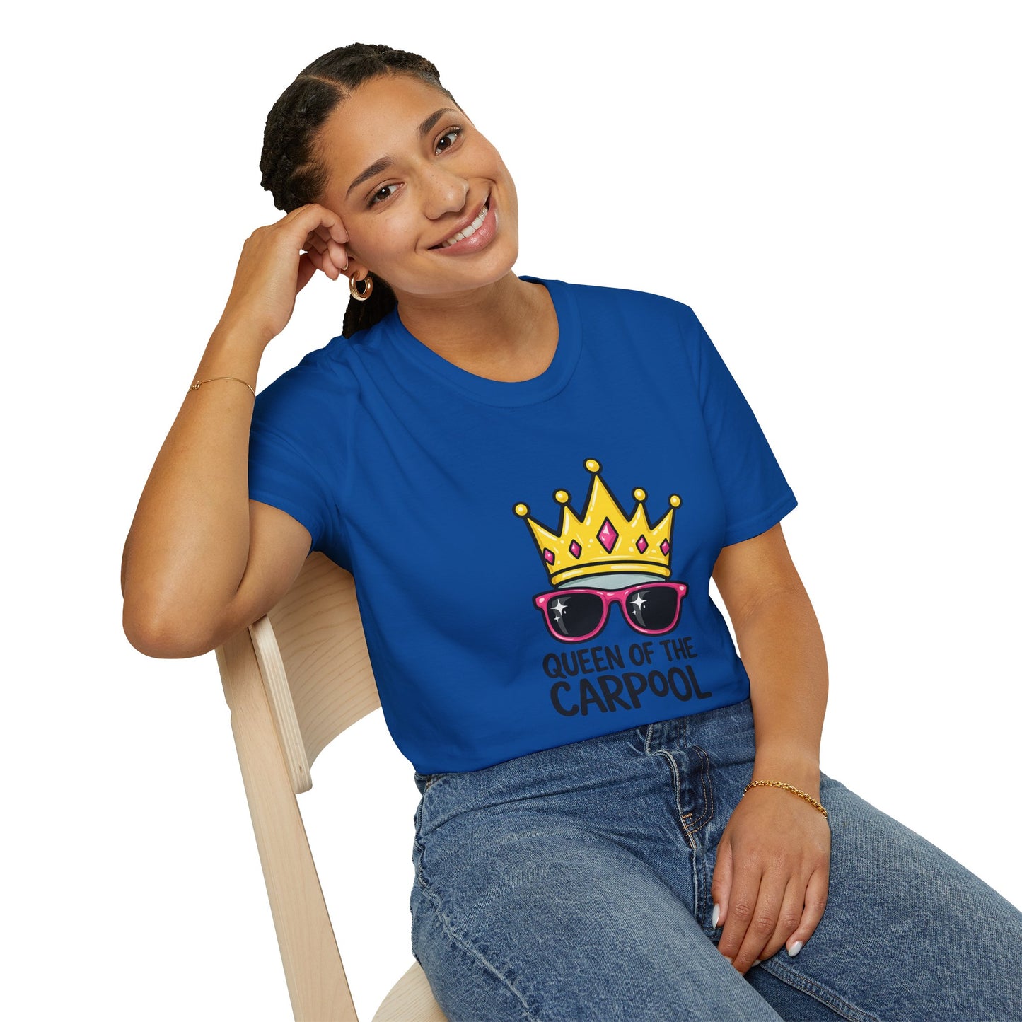 Queen of the Carpool T-Shirt – Funny Mom Crown & Sunglasses Tee