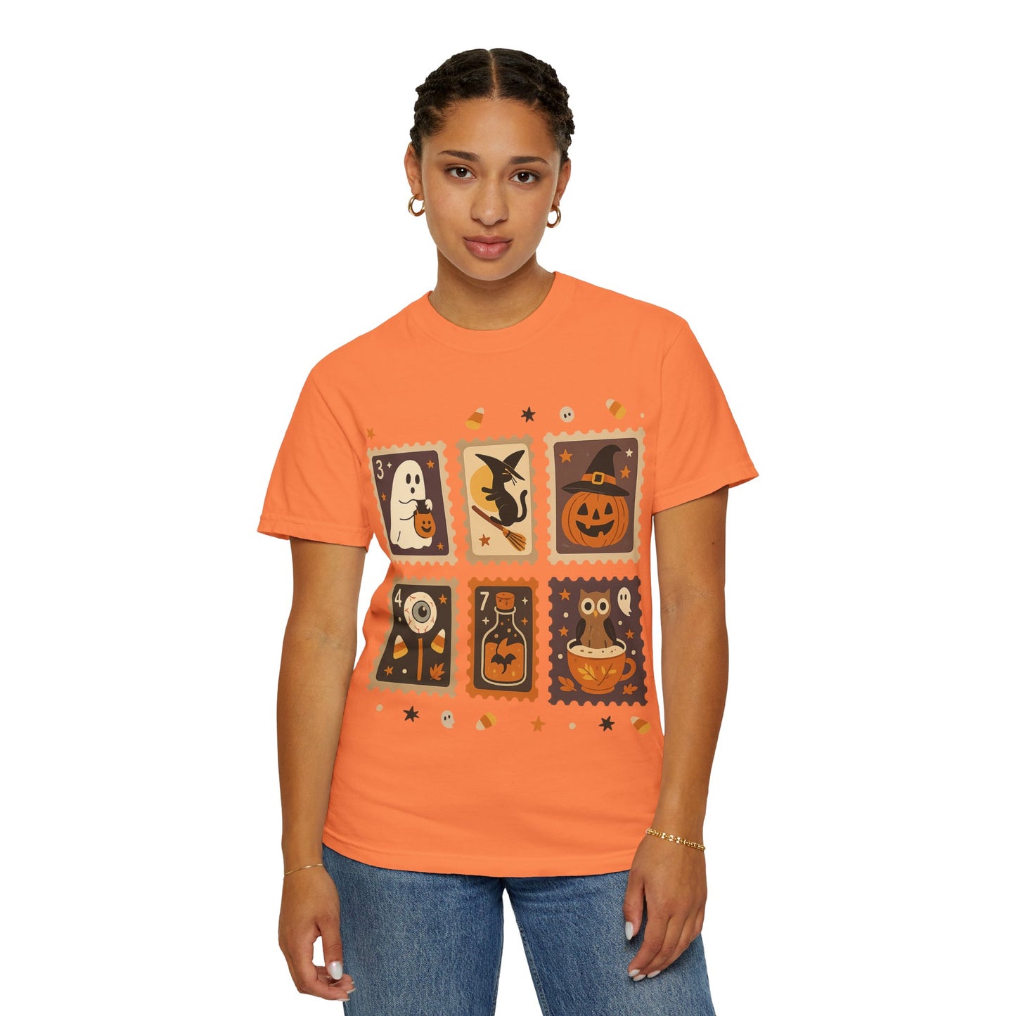 Spooky Ghost & Pumpkin Halloween T-Shirt, Comfort Colors Retro Tee, Fall Outfit Costume Gift, Women's Men's Kids, Pumpkin Season Shirt, Cute