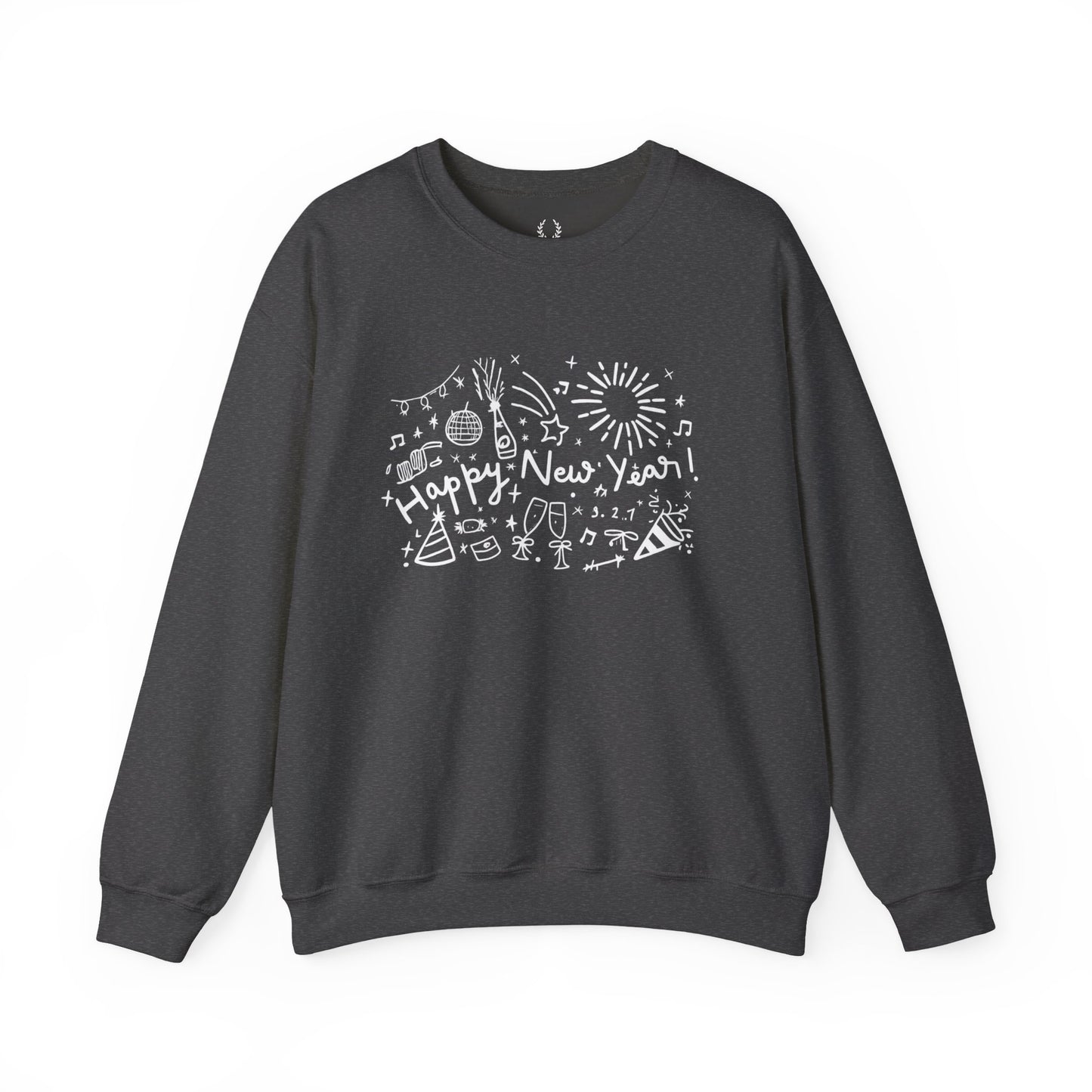 Happy New Year Sweatshirt | Festive Doodle Art | New Year Celebration Pullover