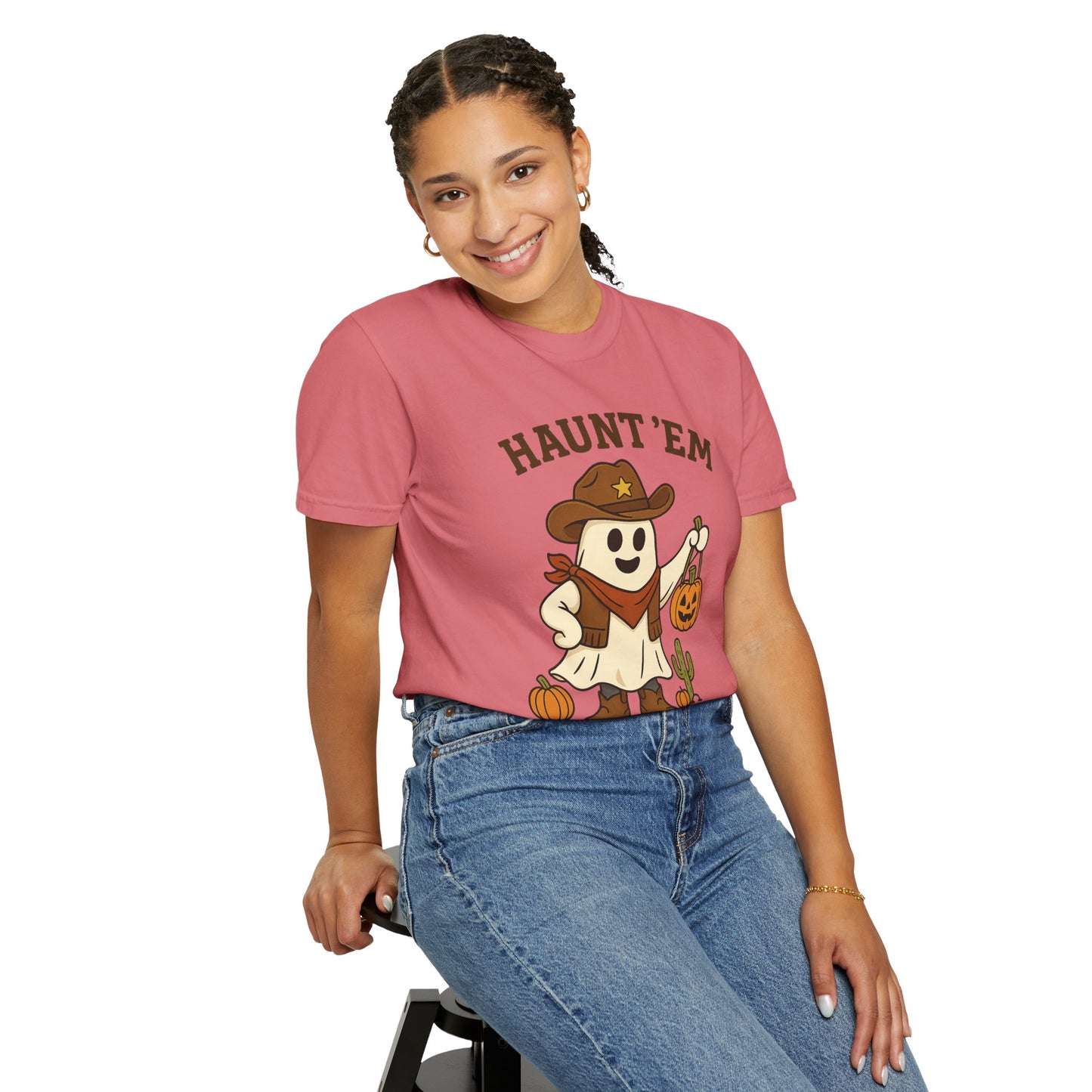 Halloween Cowboy T-Shirt, Unisex Tee, Fall Outfit, Festive Apparel, Pumpkin Costume, Haunt 'Em