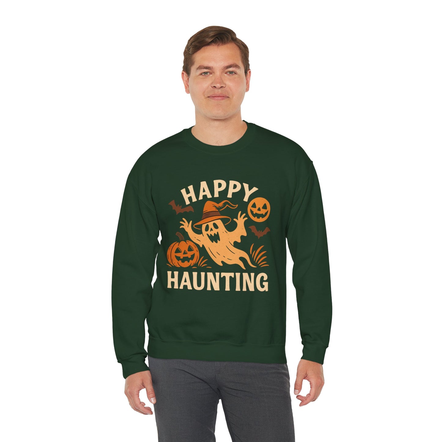 Halloween Ghost Crewneck Sweatshirt | Cozy Ghost Sweatshirt | Fall Fashion | Happy Haunting Apparel | Unisex Halloween Wear | Spooky Season Gift