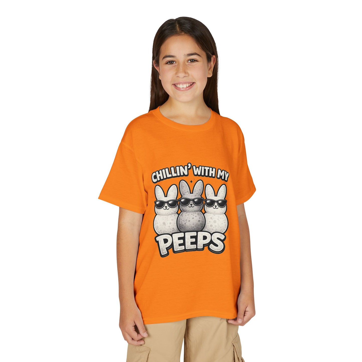Youth T-Shirt — "Chillin' With My Peeps" Cute Bunny Marshmallow Graphic