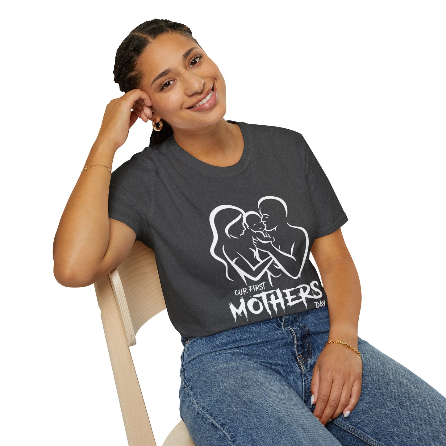 Mother’s Day First Family T-Shirt — “Our First Mothers Day” Baby Celebration Tee