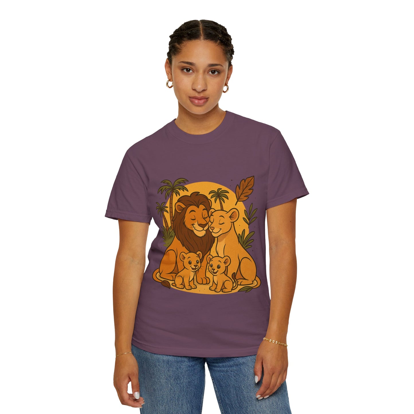 Lion Family T-Shirt – Mom, Dad & 2 Cub | Lion Pride Family Design | Mufasa| Cute Safari Jungle Tee