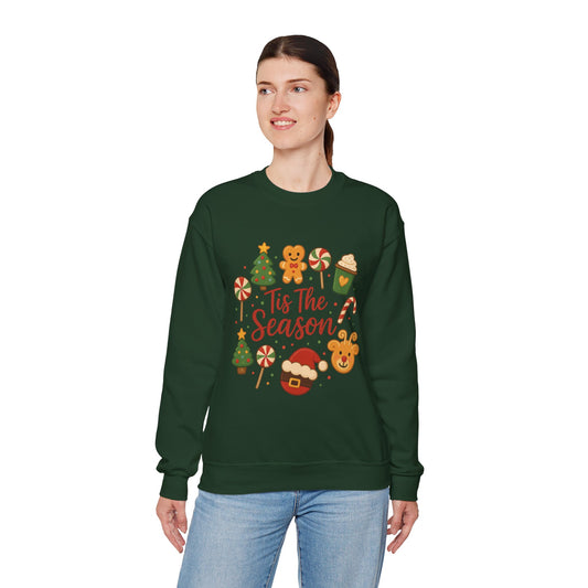 Cute Christmas Cookie & Santa Sweatshirt – ’Tis the Season Holiday Crewneck