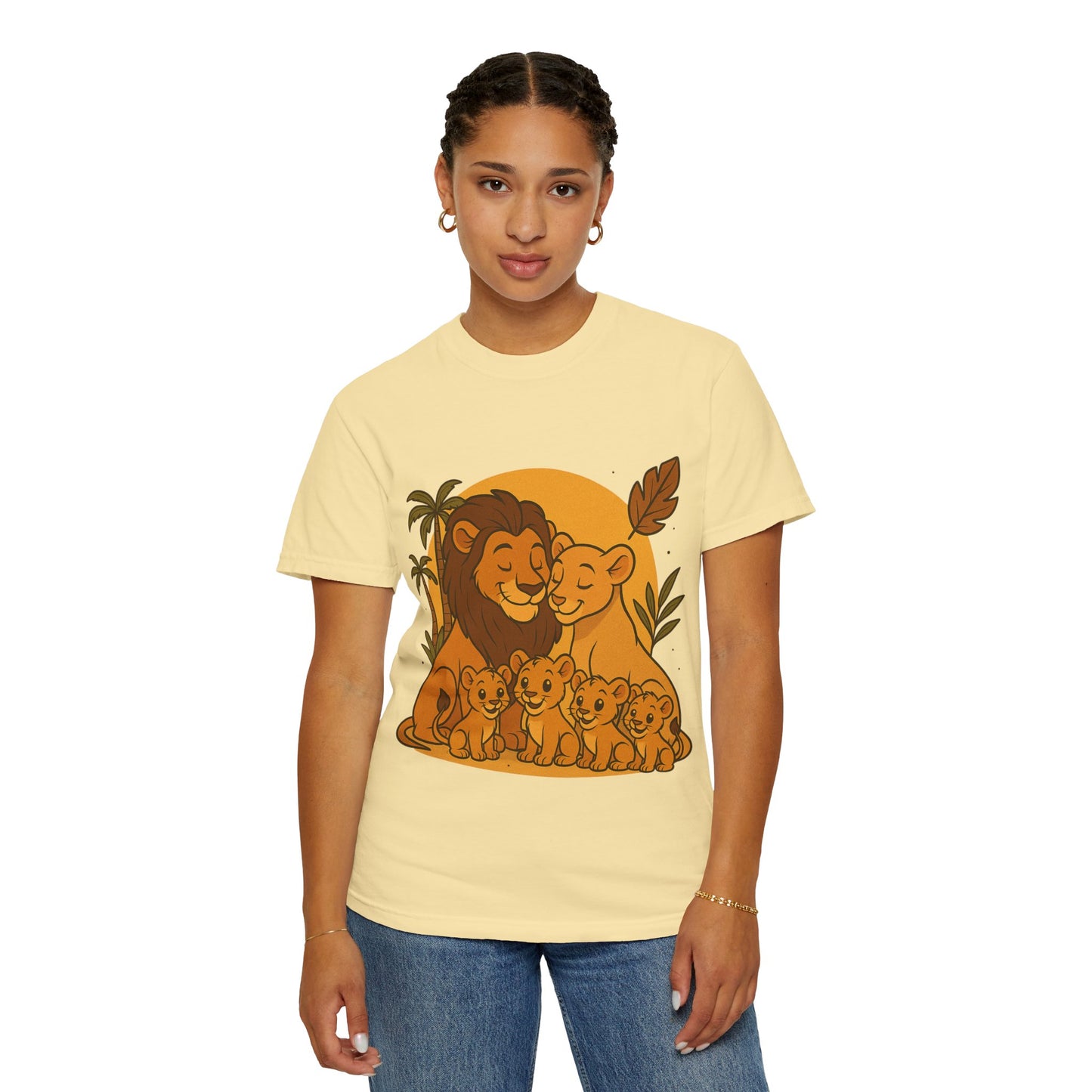 Lion Family T-Shirt – Mom, Dad & 4 Cub | Lion Pride Family Design | Mufasa| Cute Safari Jungle Tee
