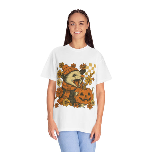 Feral Possum Halloween Shirt | Funny Opossum Pumpkin Tee | Comfort Colors Fall Graphic T-Shirt |  Vintage Autumn Weird Animal Spooky Season