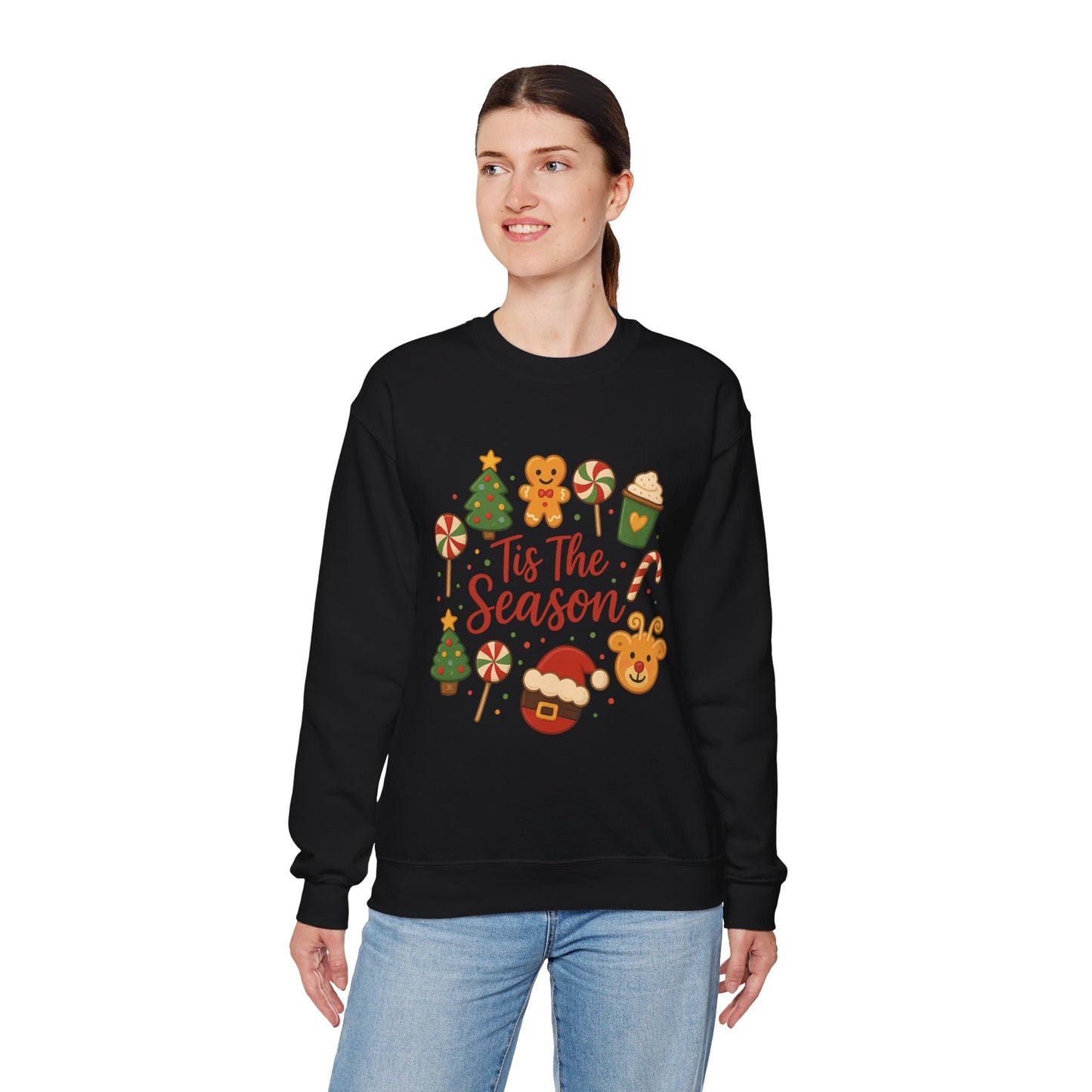 Cute Christmas Cookie & Santa Sweatshirt – ’Tis the Season Holiday Crewneck