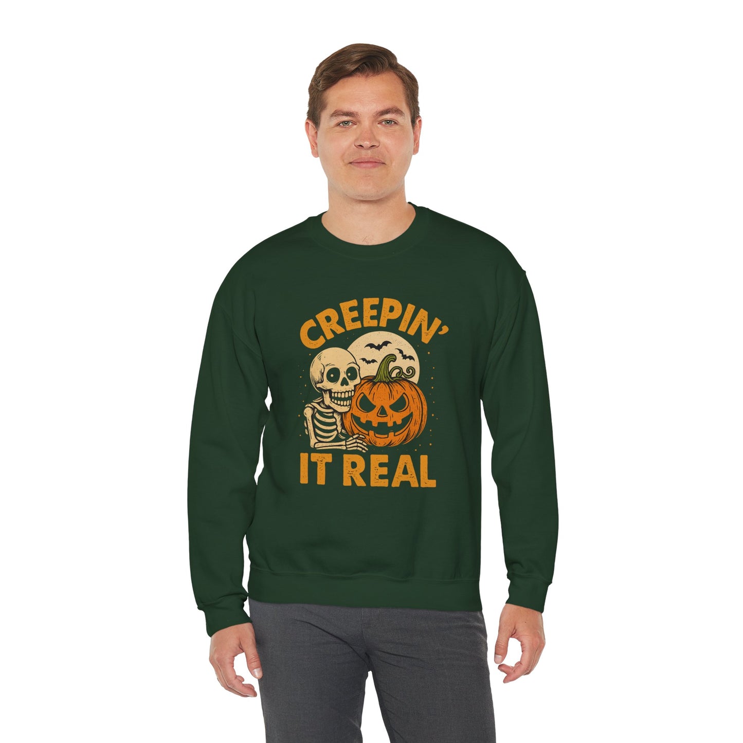 Halloween Crewneck Sweatshirt | Creepin' It Real | Fall Fashion | Spooky Season Apparel | Unisex Sweatshirt | Perfect for Halloween Parties