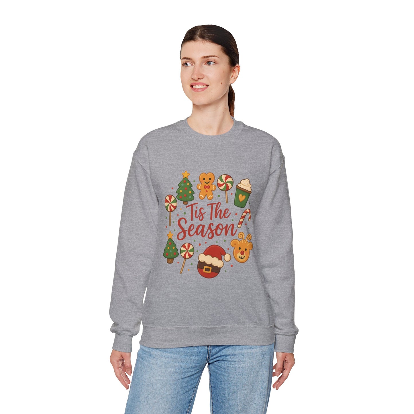 Cute Christmas Cookie & Santa Sweatshirt – ’Tis the Season Holiday Crewneck