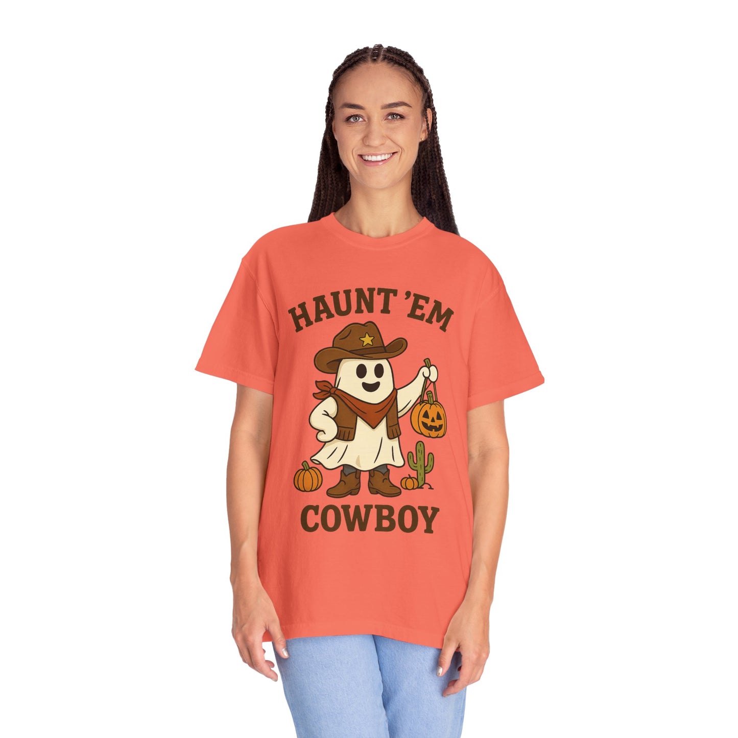 Halloween Cowboy T-Shirt, Unisex Tee, Fall Outfit, Festive Apparel, Pumpkin Costume, Haunt 'Em