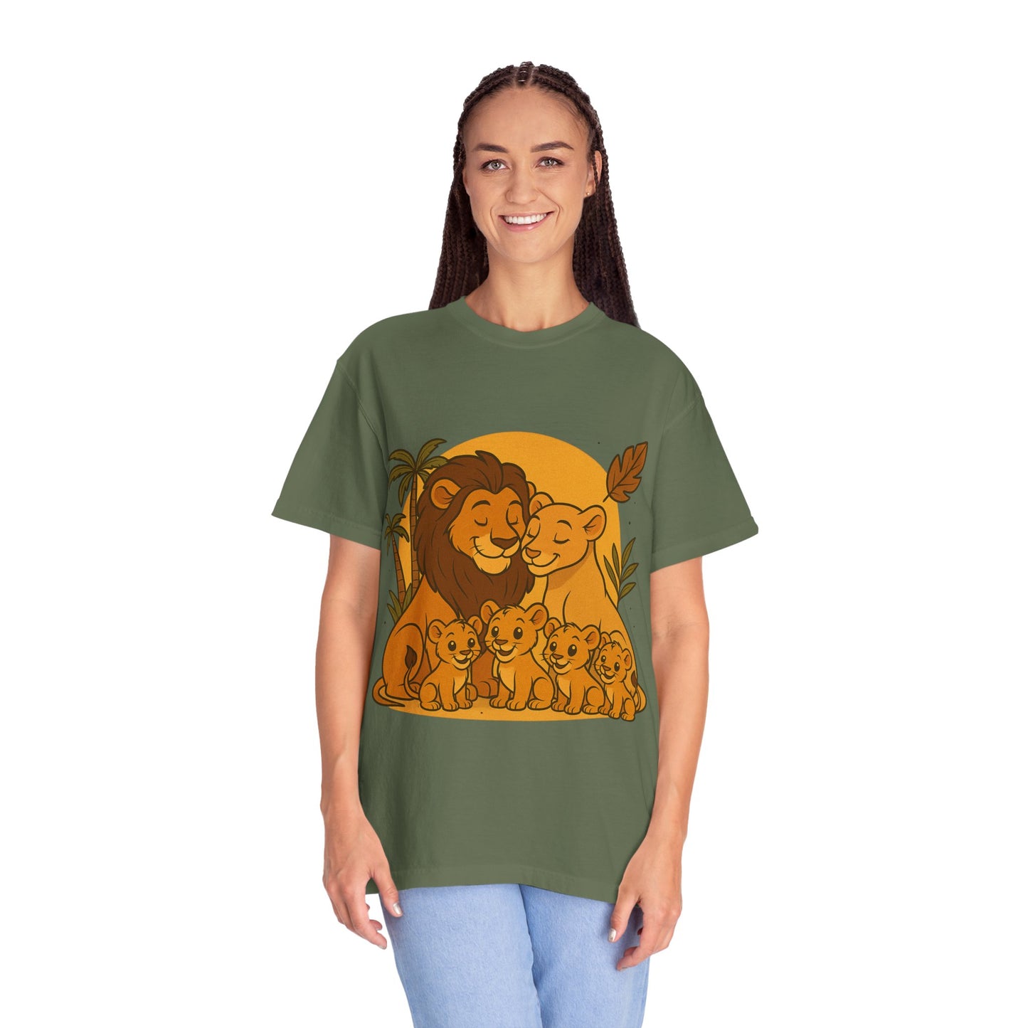 Lion Family T-Shirt – Mom, Dad & 4 Cub | Lion Pride Family Design | Mufasa| Cute Safari Jungle Tee