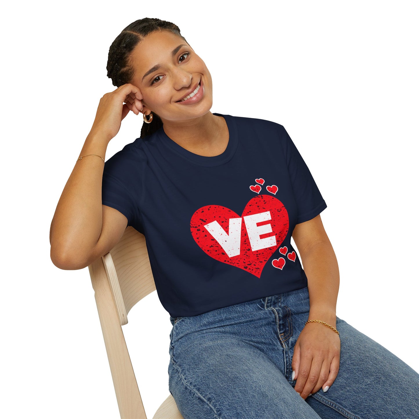 Love Heart T-Shirt — "VE" Red Heart Valentine Tee