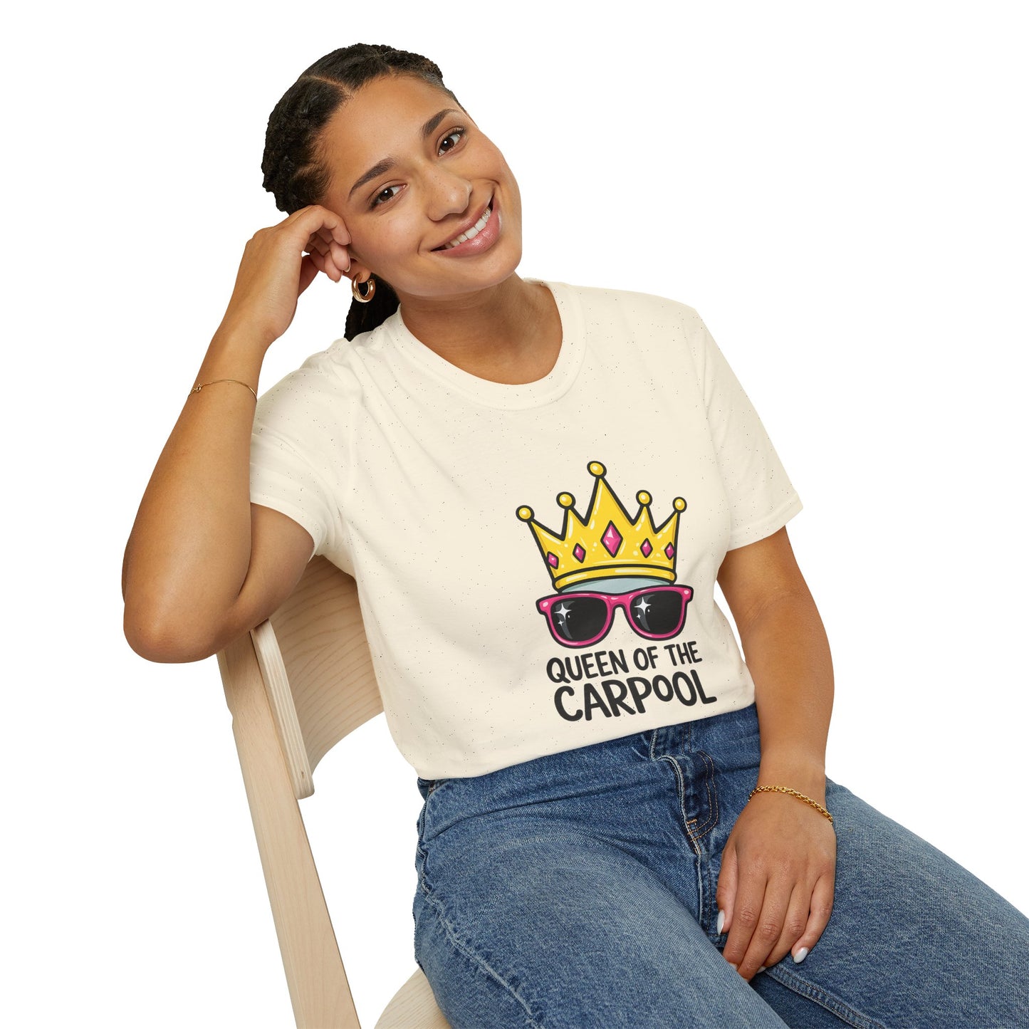 Queen of the Carpool T-Shirt – Funny Mom Crown & Sunglasses Tee