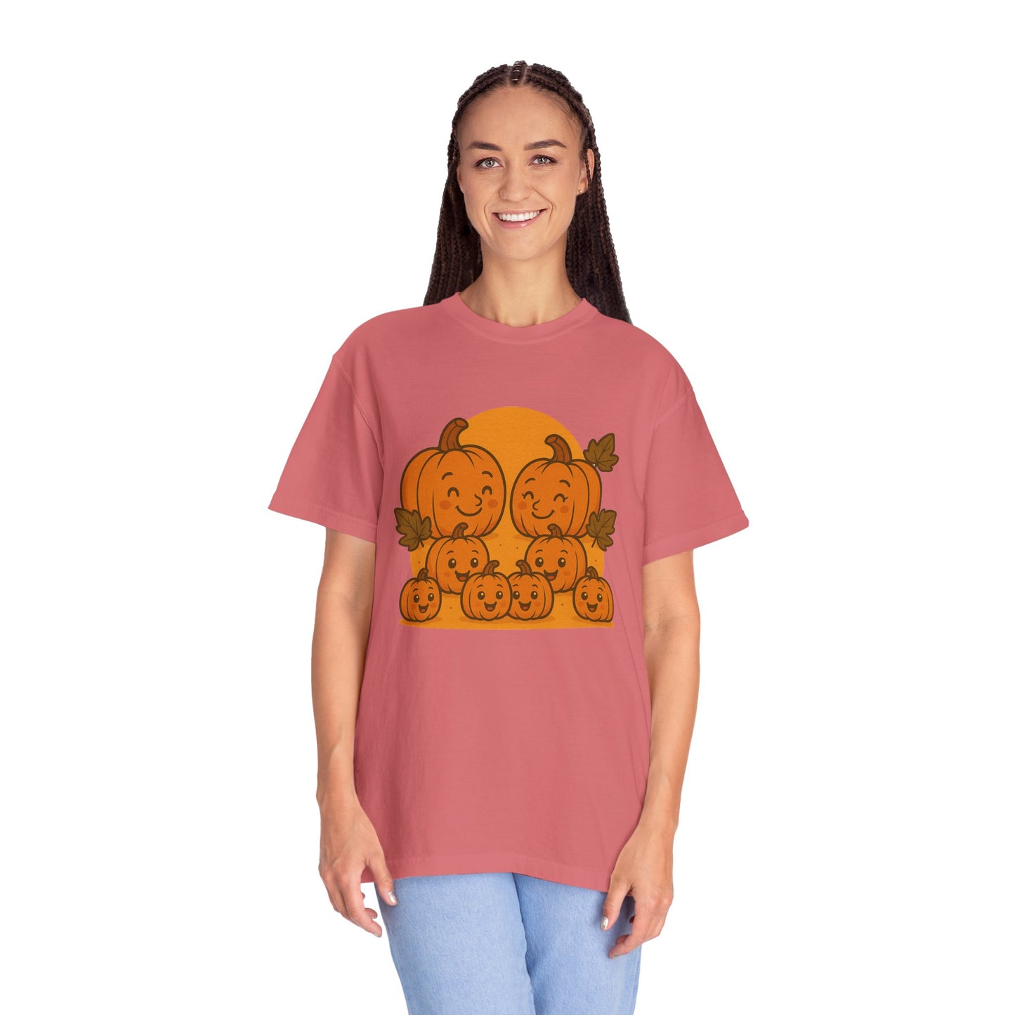 Cute Pumpkin Family T-Shirt with Six Baby Pumpkins – Fall Harvest Graphic Tee, Autumn Thanksgiving Shirt