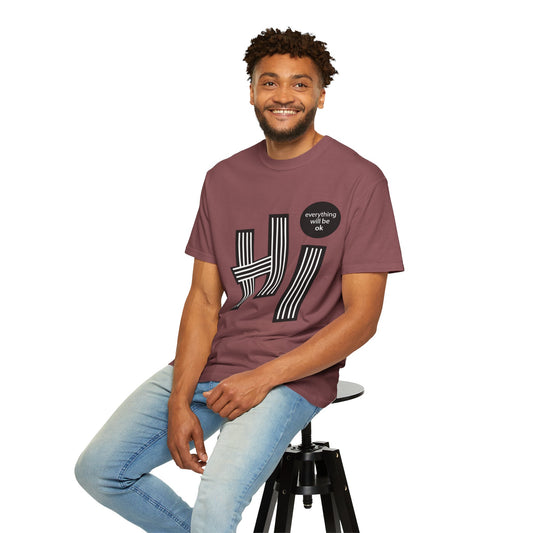 Positive Vibes T-Shirt - Hi Typography Tee with Encouraging Quote