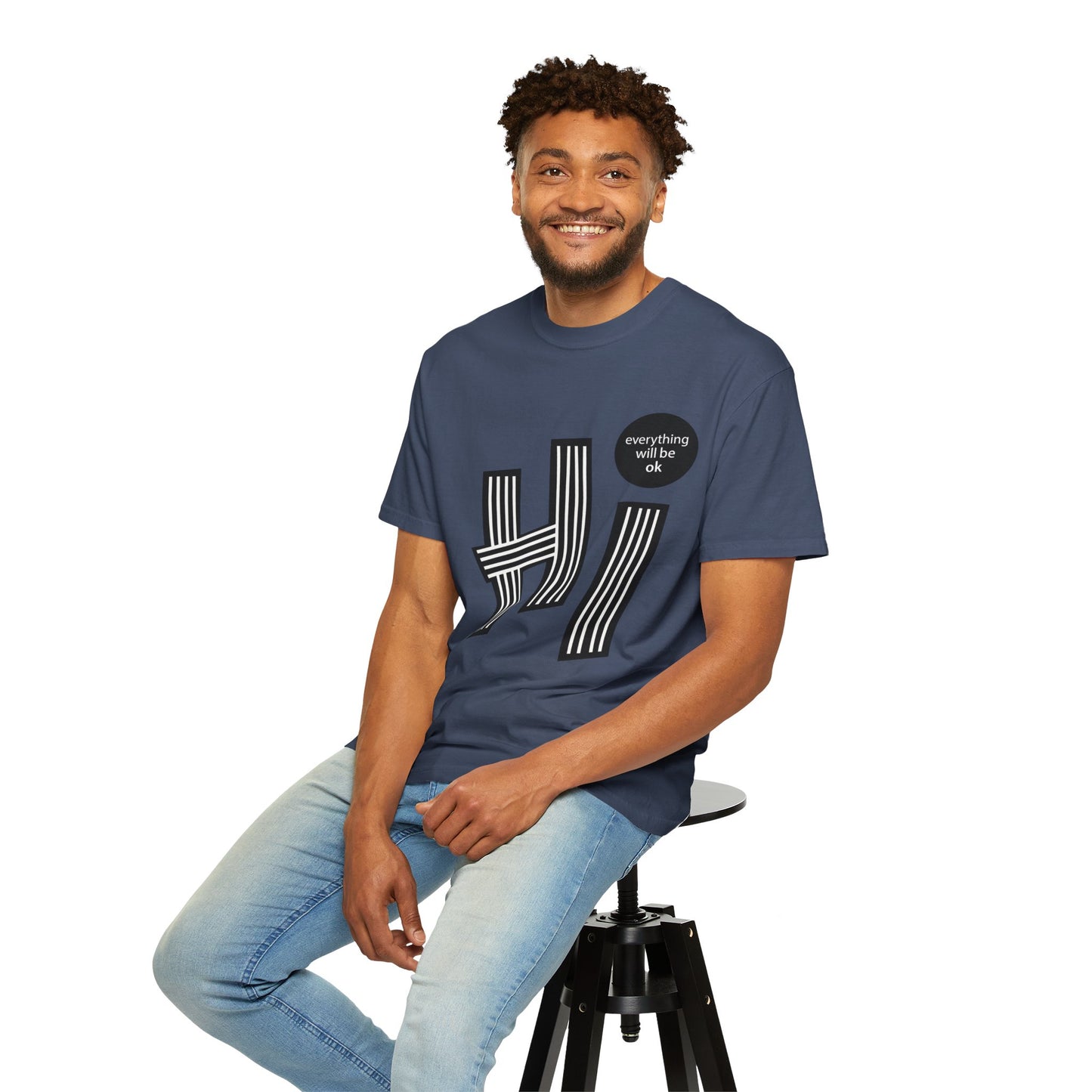 Positive Vibes T-Shirt - Hi Typography Tee with Encouraging Quote