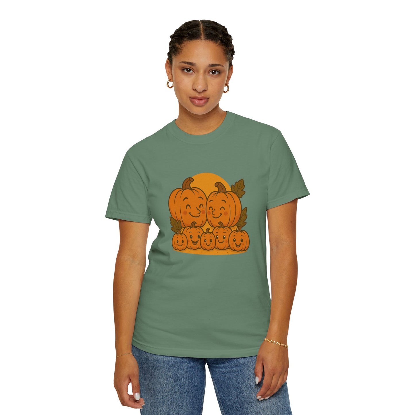 Cute Pumpkin Family T-Shirt with Five Baby Pumpkins – Fall Harvest Graphic Tee, Autumn Thanksgiving Shirt