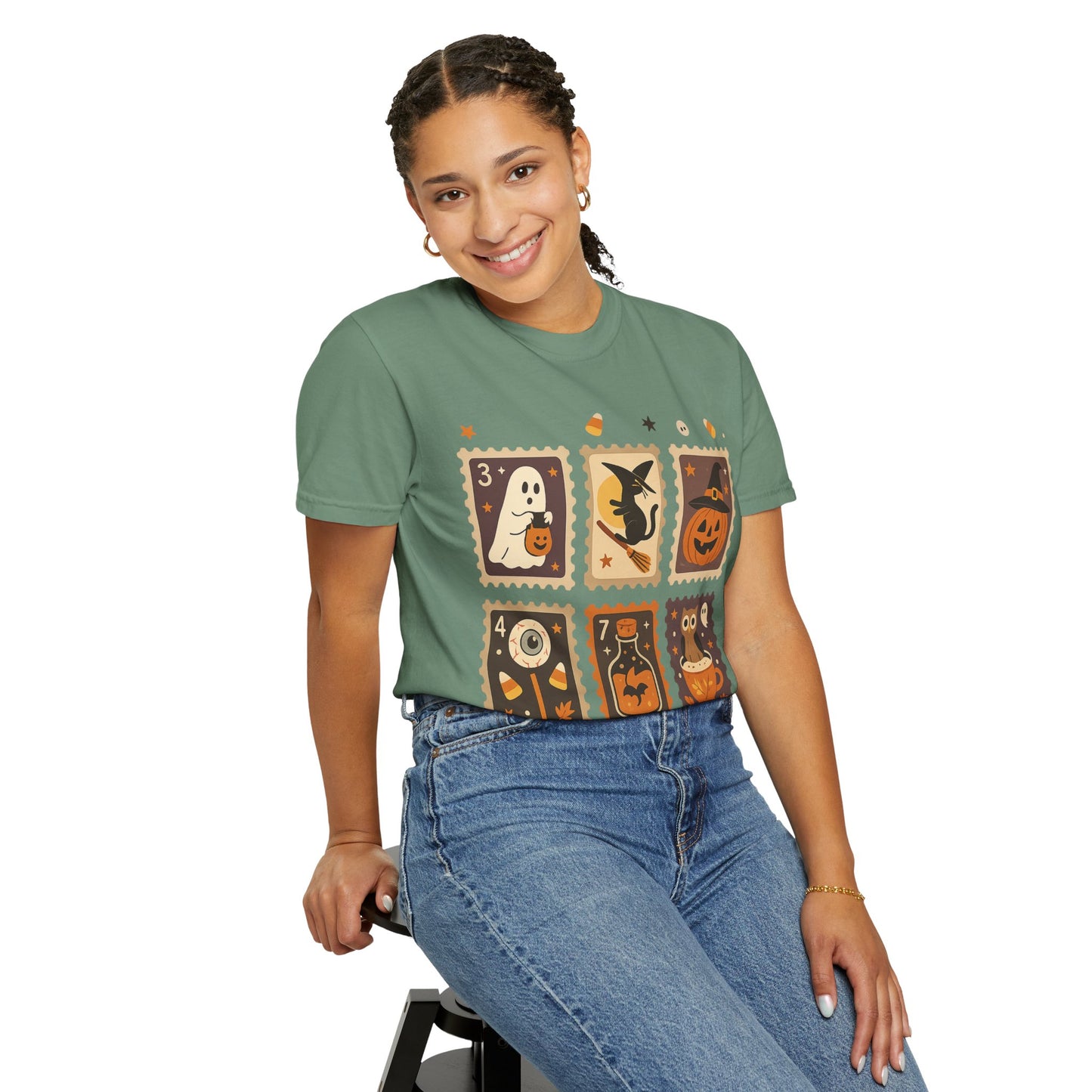 Spooky Ghost & Pumpkin Halloween T-Shirt, Comfort Colors Retro Tee, Fall Outfit Costume Gift, Women's Men's Kids, Pumpkin Season Shirt, Cute