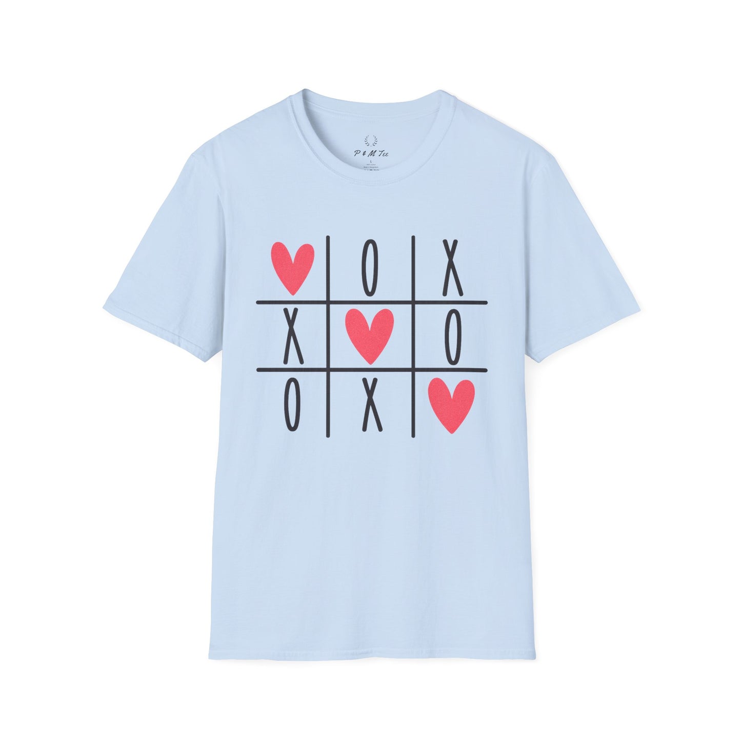 Tic Tac Toe Hearts T-Shirt — Cute Valentine XOXO Game Tee