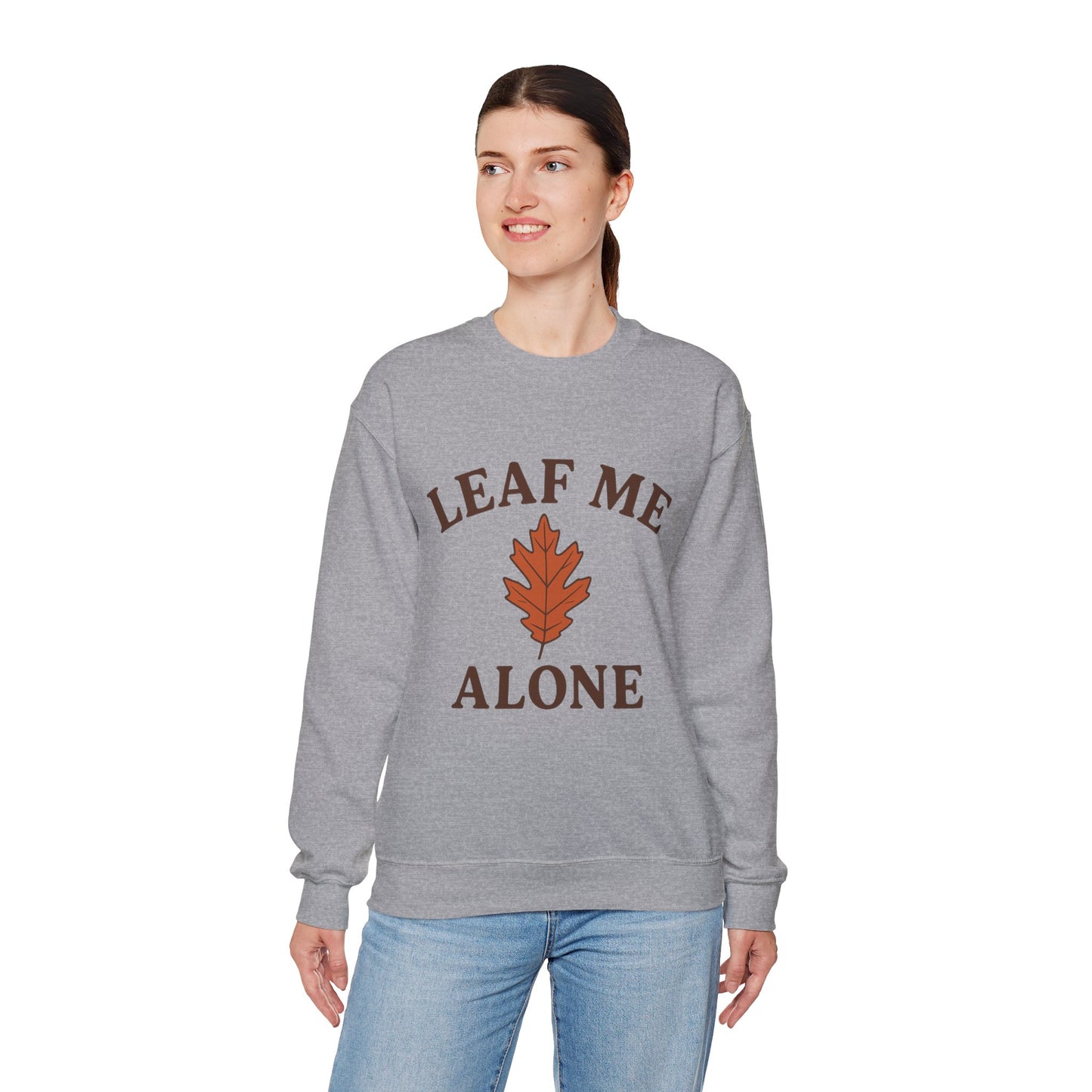 Autumn Vibes Crewneck Sweatshirt | Leaf Me Alone, Cozy Fall Fashion | Gift for Nature Lovers | Fall Puns