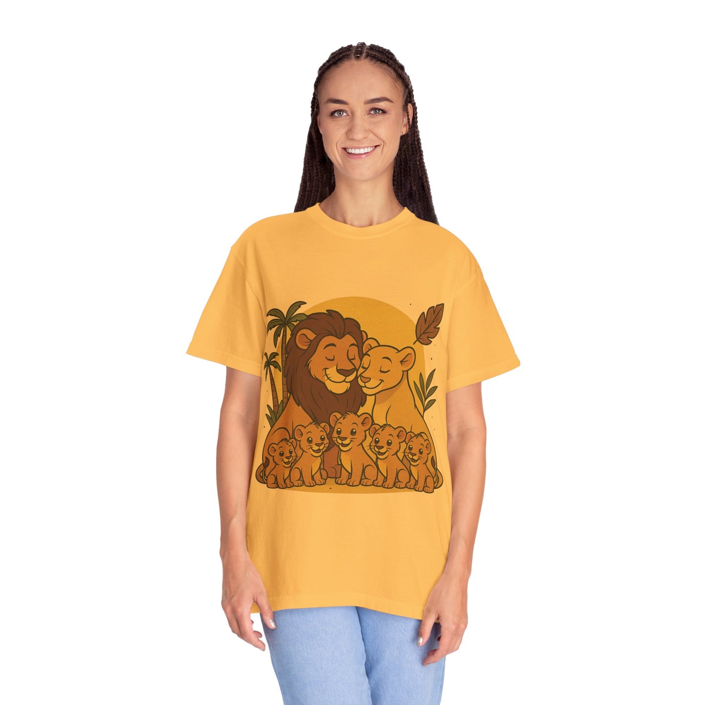 Lion Family T-Shirt – Mom, Dad & 5 Cub | Lion Pride Family Design | Mufasa| Cute Safari Jungle Tee