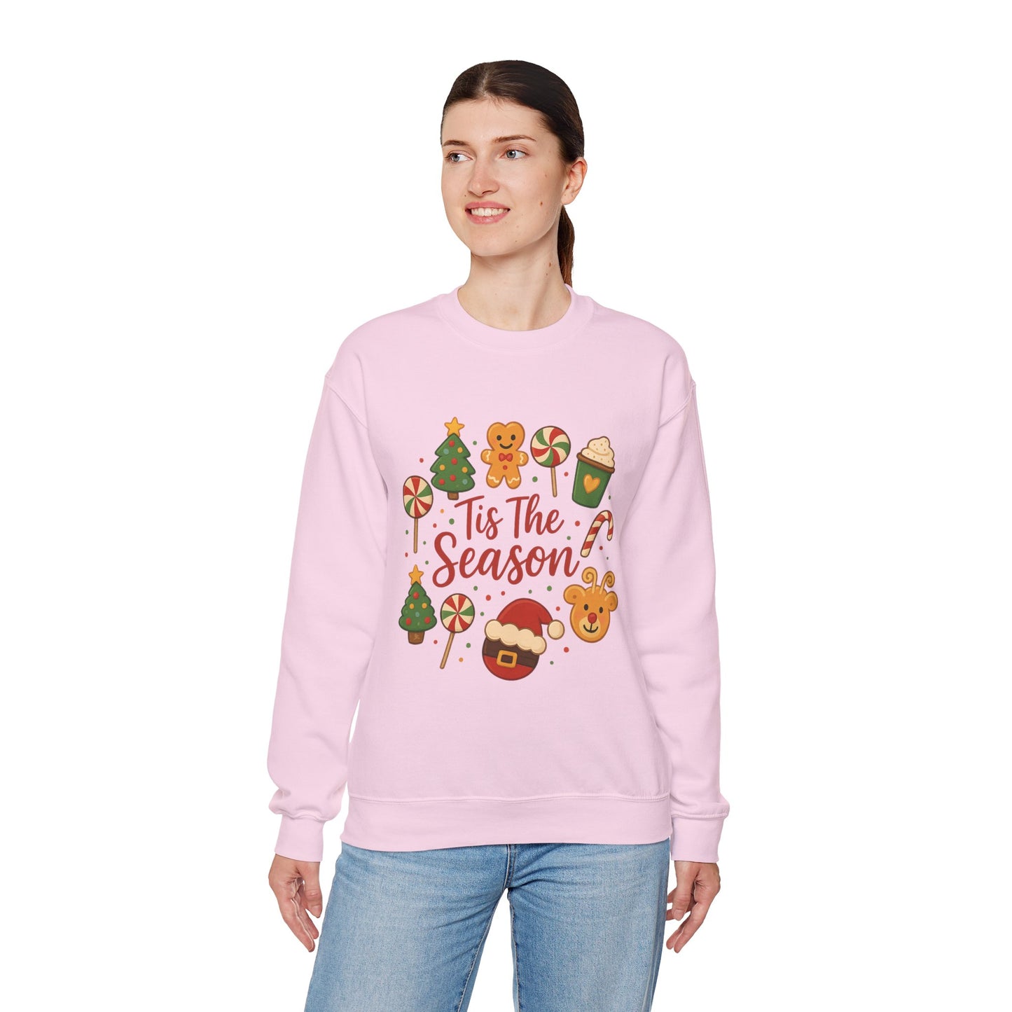 Cute Christmas Cookie & Santa Sweatshirt – ’Tis the Season Holiday Crewneck