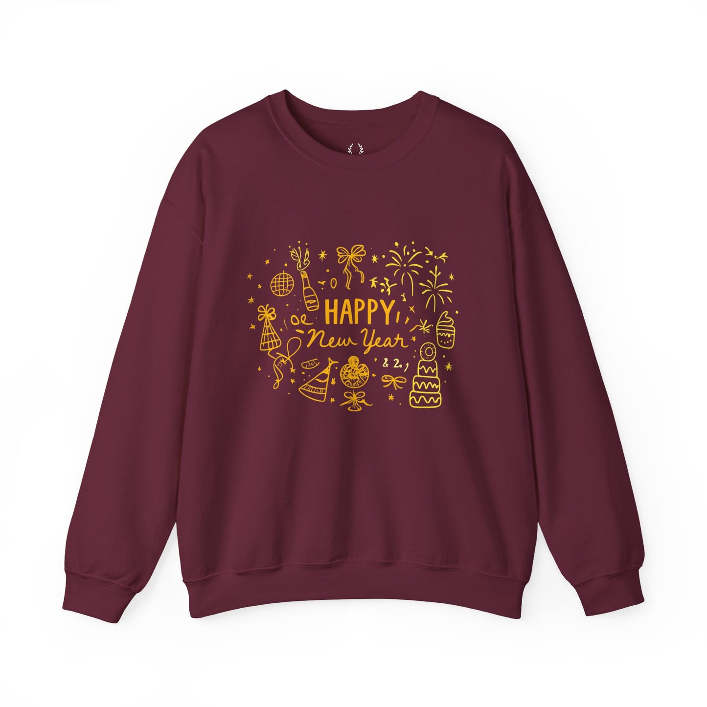 Happy New Year Sweatshirt | Minimal Doodle Celebration Design