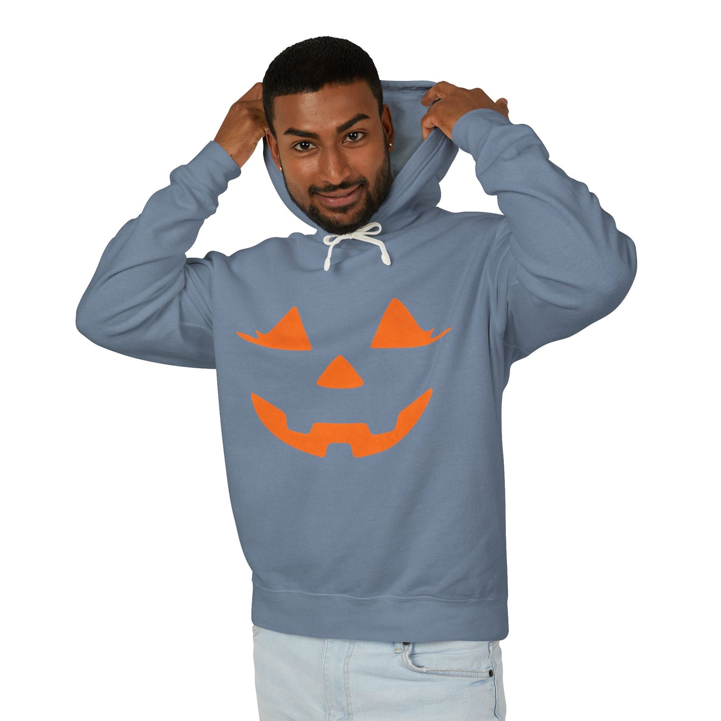 Halloween Pumpkin Hoodie | Lightweight Sweatshirt for Fall | Unisex Hooded Top | Perfect for Halloween Parties | Autumn Celebrations