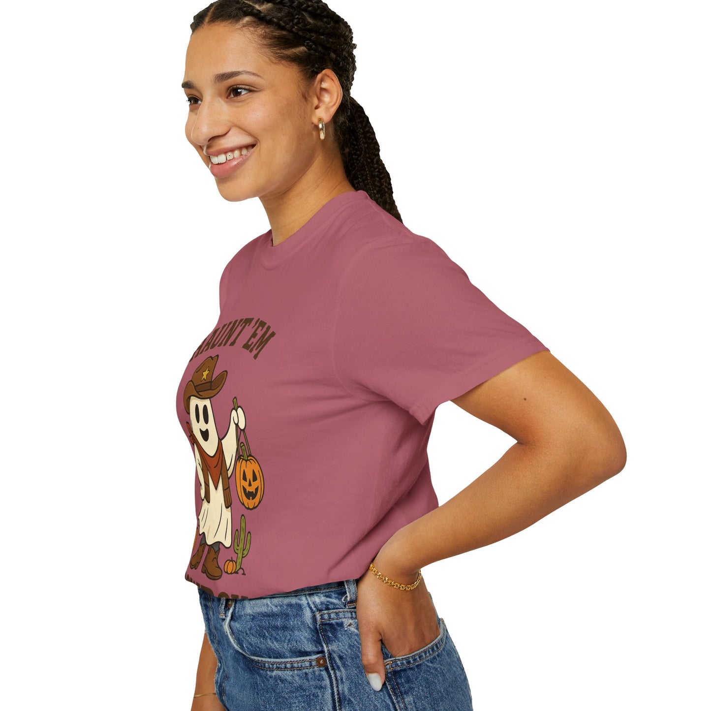 Halloween Cowboy T-Shirt, Unisex Tee, Fall Outfit, Festive Apparel, Pumpkin Costume, Haunt 'Em