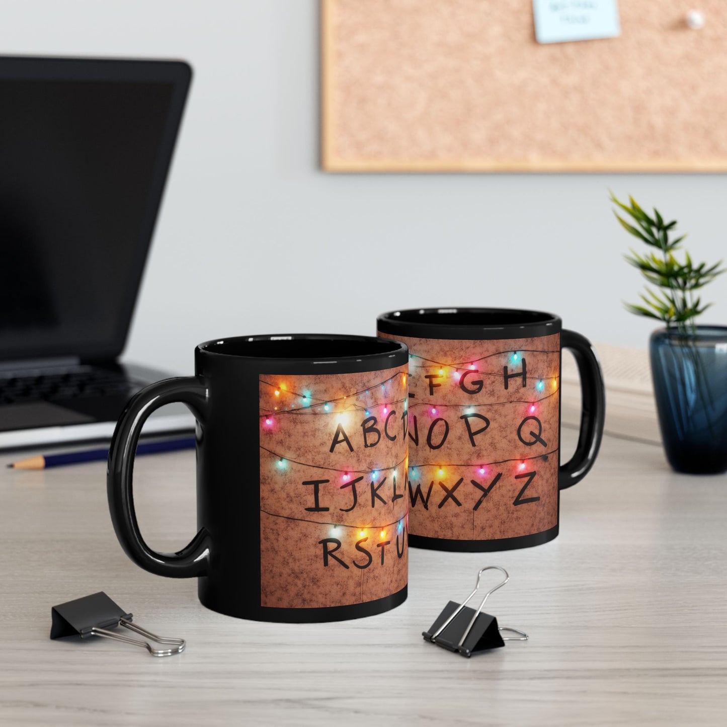 Stranger Things Inspired Alphabet Wall Mug | Retro 80s Sci-Fi Fan Art Coffee Cup | Hawkins Style Alphabet Lights Mug