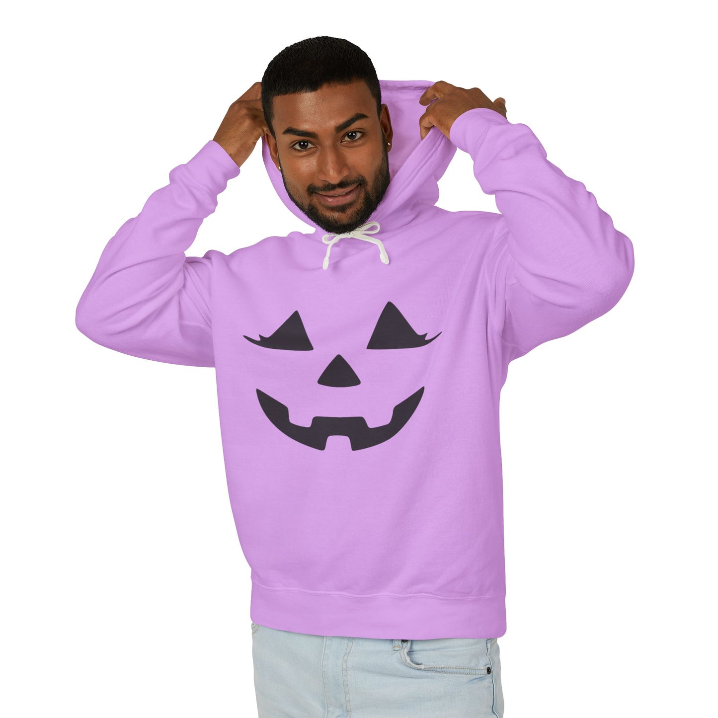 Halloween Pumpkin Hoodie | Lightweight Sweatshirt for Fall | Unisex Hooded Top | Perfect for Halloween Parties | Autumn Celebrations