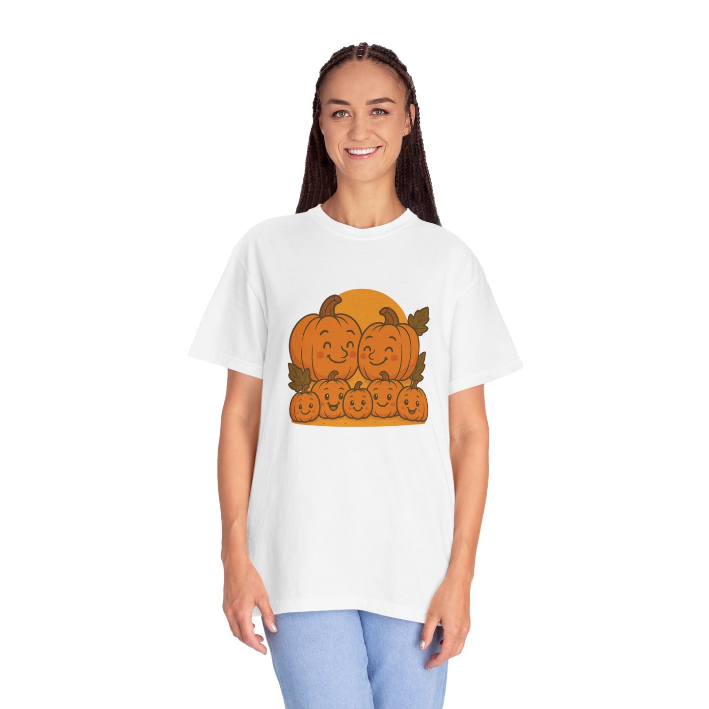 Cute Pumpkin Family T-Shirt with Five Baby Pumpkins – Fall Harvest Graphic Tee, Autumn Thanksgiving Shirt