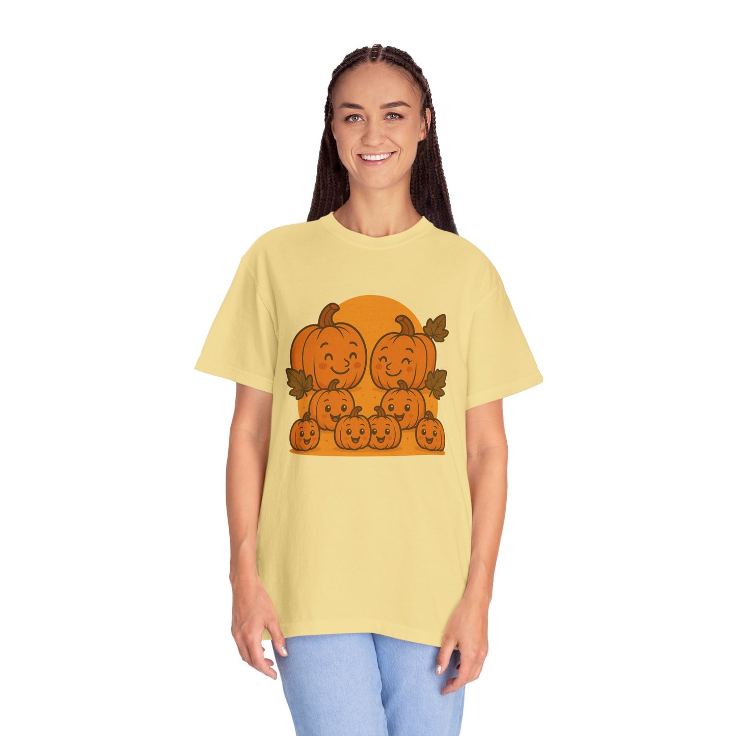 Cute Pumpkin Family T-Shirt with Six Baby Pumpkins – Fall Harvest Graphic Tee, Autumn Thanksgiving Shirt