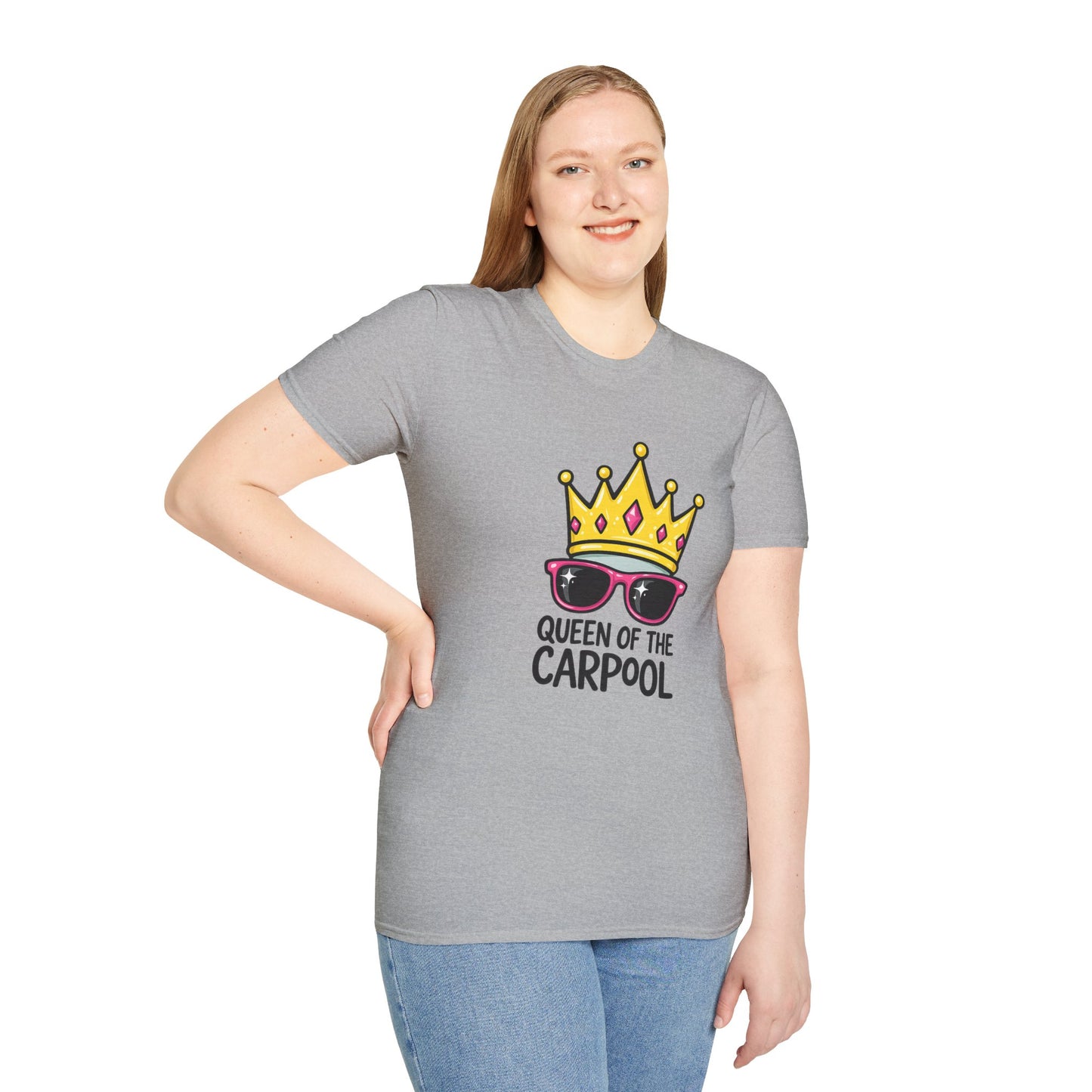 Queen of the Carpool T-Shirt – Funny Mom Crown & Sunglasses Tee