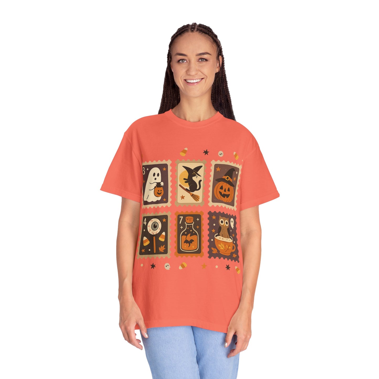 Spooky Ghost & Pumpkin Halloween T-Shirt, Comfort Colors Retro Tee, Fall Outfit Costume Gift, Women's Men's Kids, Pumpkin Season Shirt, Cute
