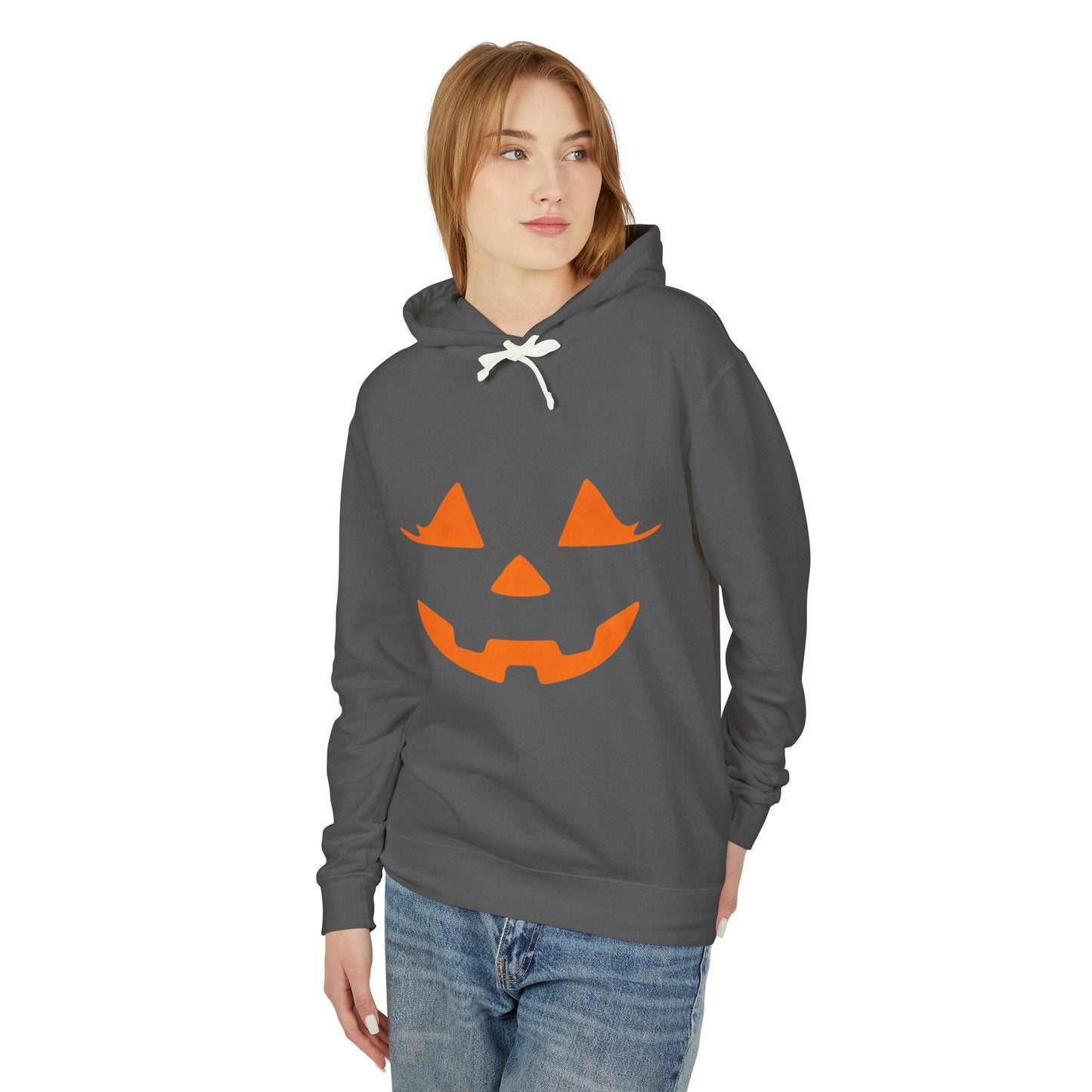 Halloween Pumpkin Hoodie | Lightweight Sweatshirt for Fall | Unisex Hooded Top | Perfect for Halloween Parties | Autumn Celebrations