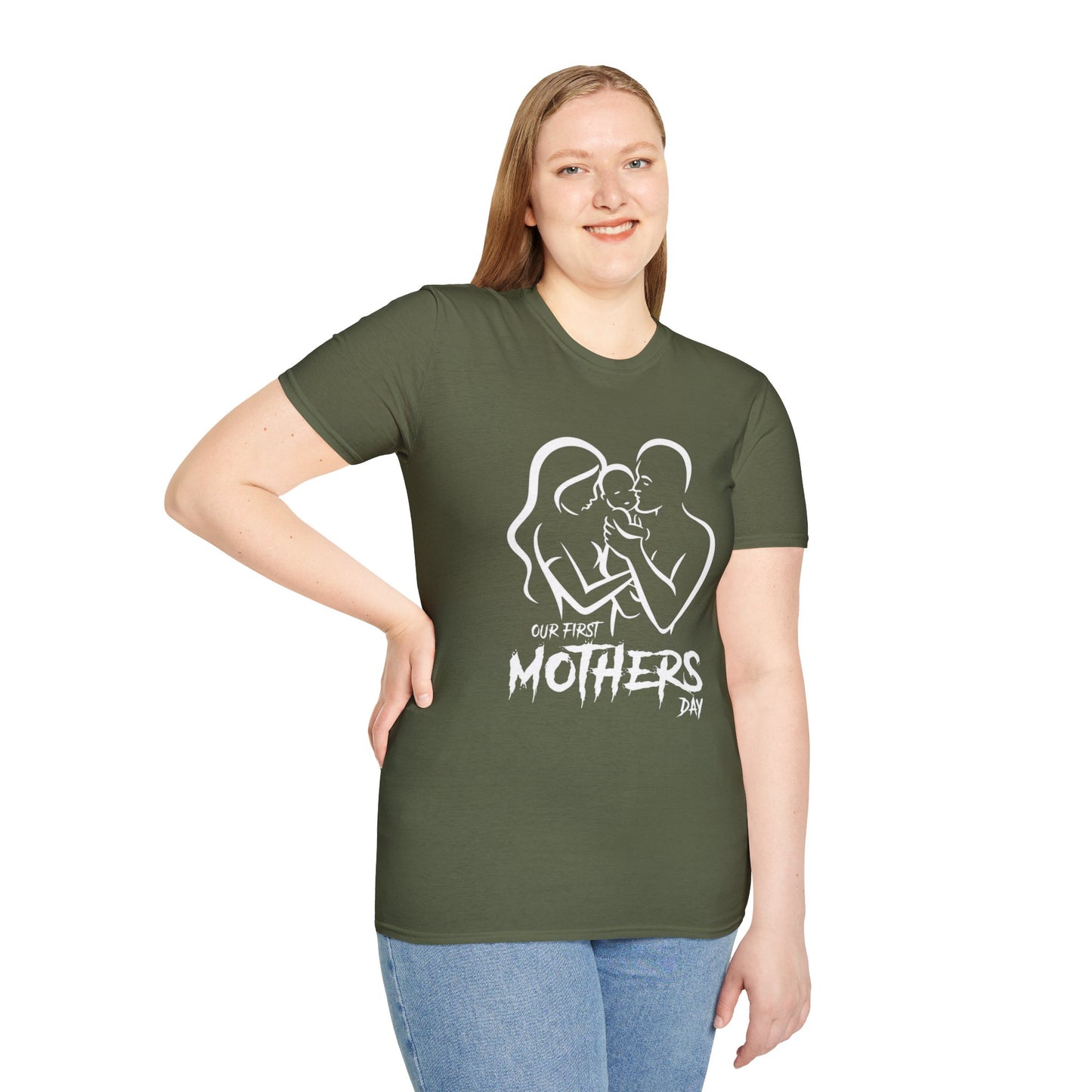 Mother’s Day First Family T-Shirt — “Our First Mothers Day” Baby Celebration Tee