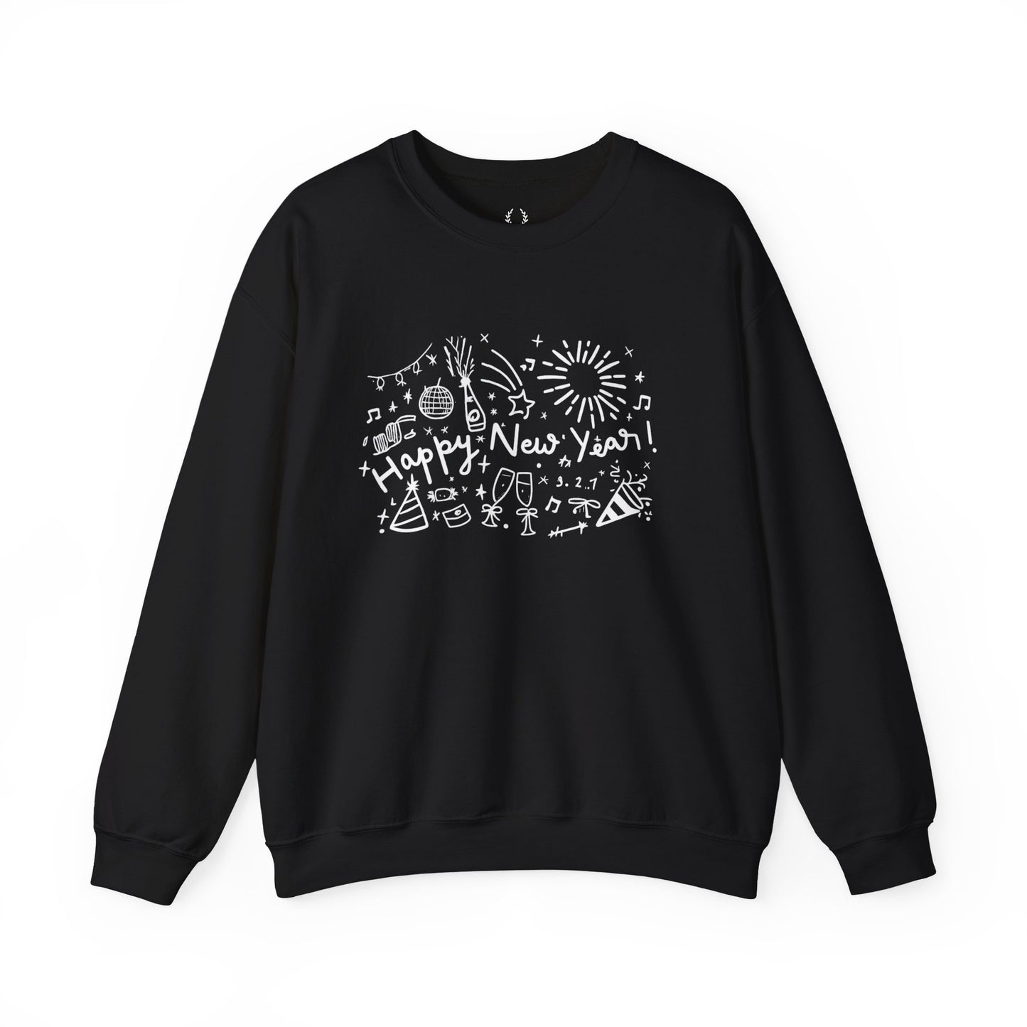 Happy New Year Sweatshirt | Festive Doodle Art | New Year Celebration Pullover