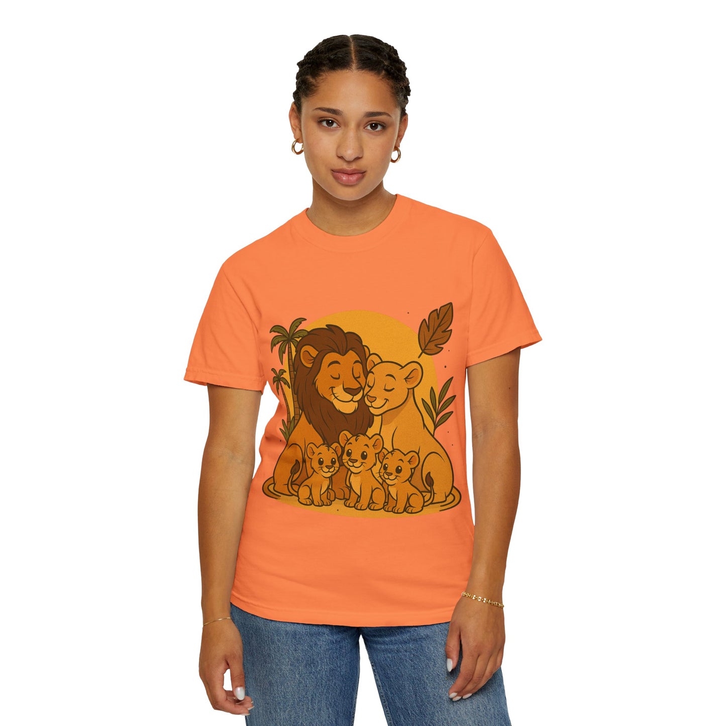 Lion Family T-Shirt – Mom, Dad & 3 Cub | Lion Pride Family Design | Mufasa| Cute Safari Jungle Tee