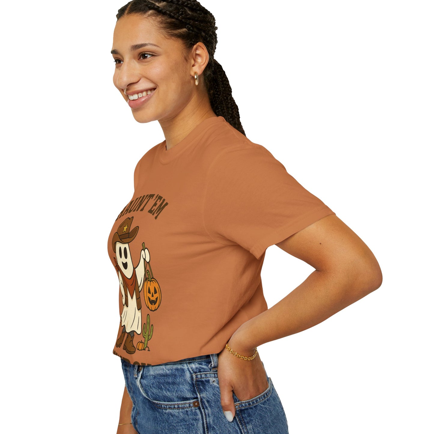 Halloween Cowboy T-Shirt, Unisex Tee, Fall Outfit, Festive Apparel, Pumpkin Costume, Haunt 'Em