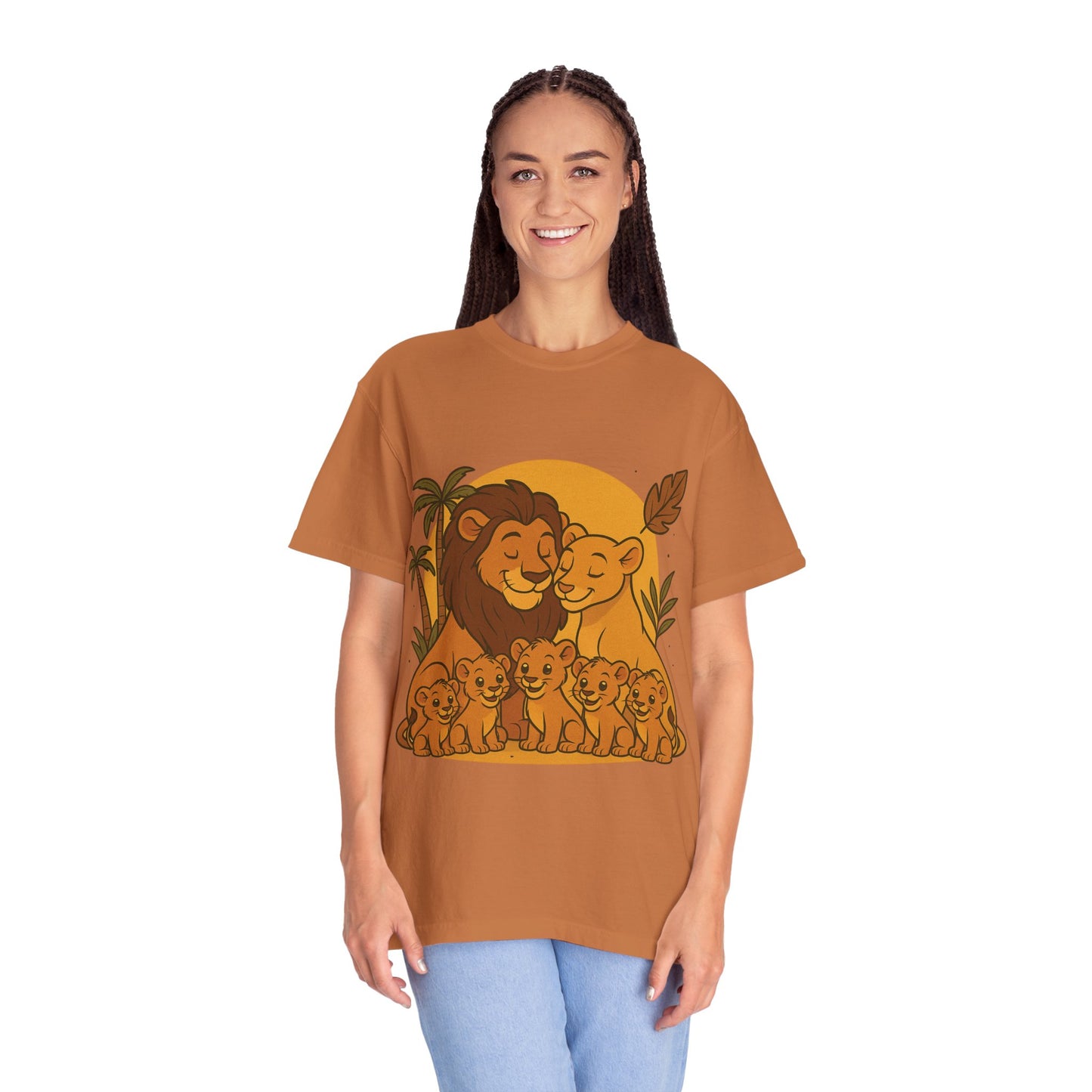 Lion Family T-Shirt – Mom, Dad & 5 Cub | Lion Pride Family Design | Mufasa| Cute Safari Jungle Tee