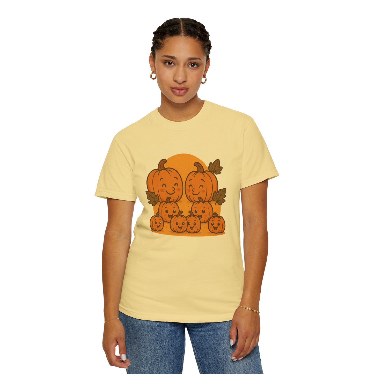 Cute Pumpkin Family T-Shirt with Six Baby Pumpkins – Fall Harvest Graphic Tee, Autumn Thanksgiving Shirt