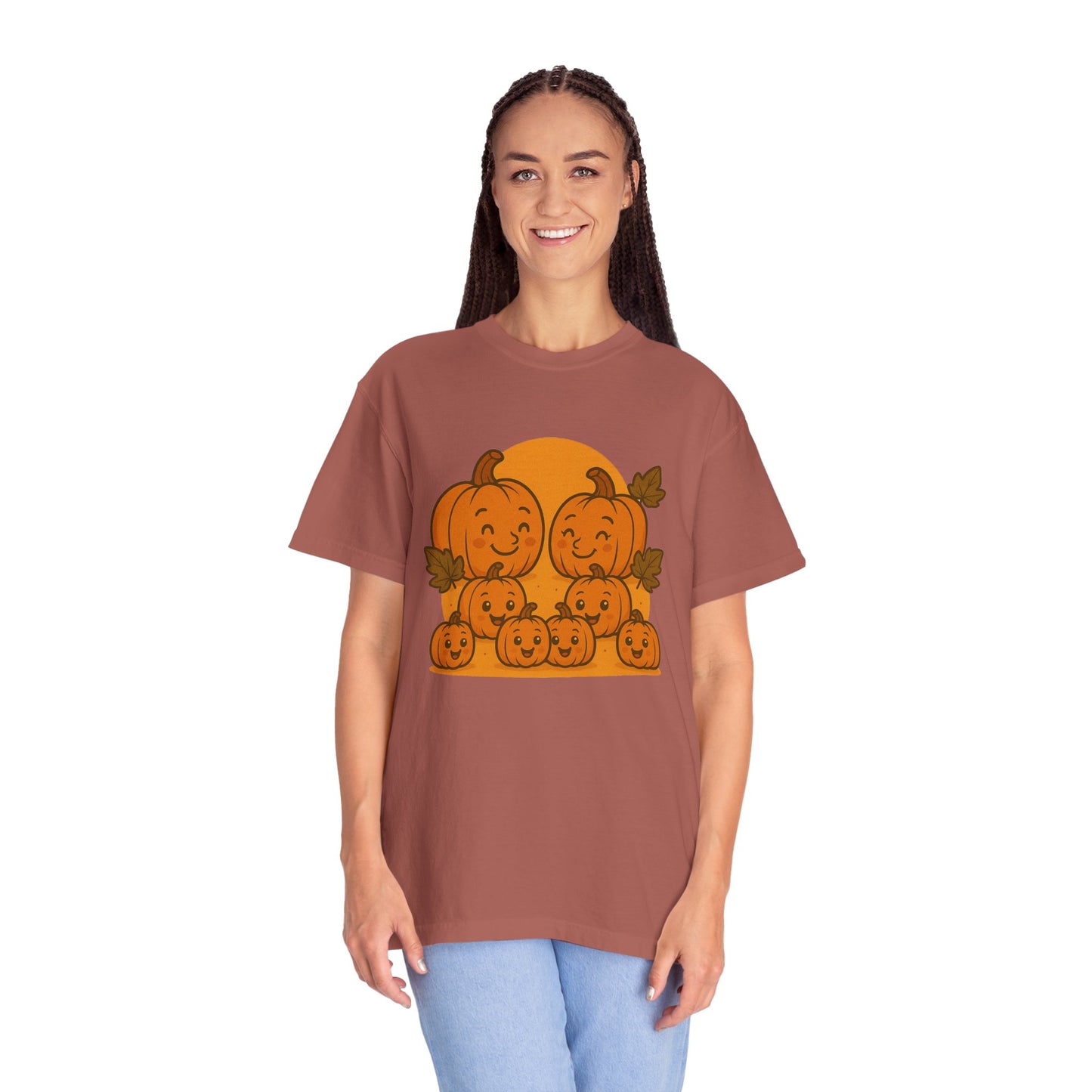 Cute Pumpkin Family T-Shirt with Six Baby Pumpkins – Fall Harvest Graphic Tee, Autumn Thanksgiving Shirt