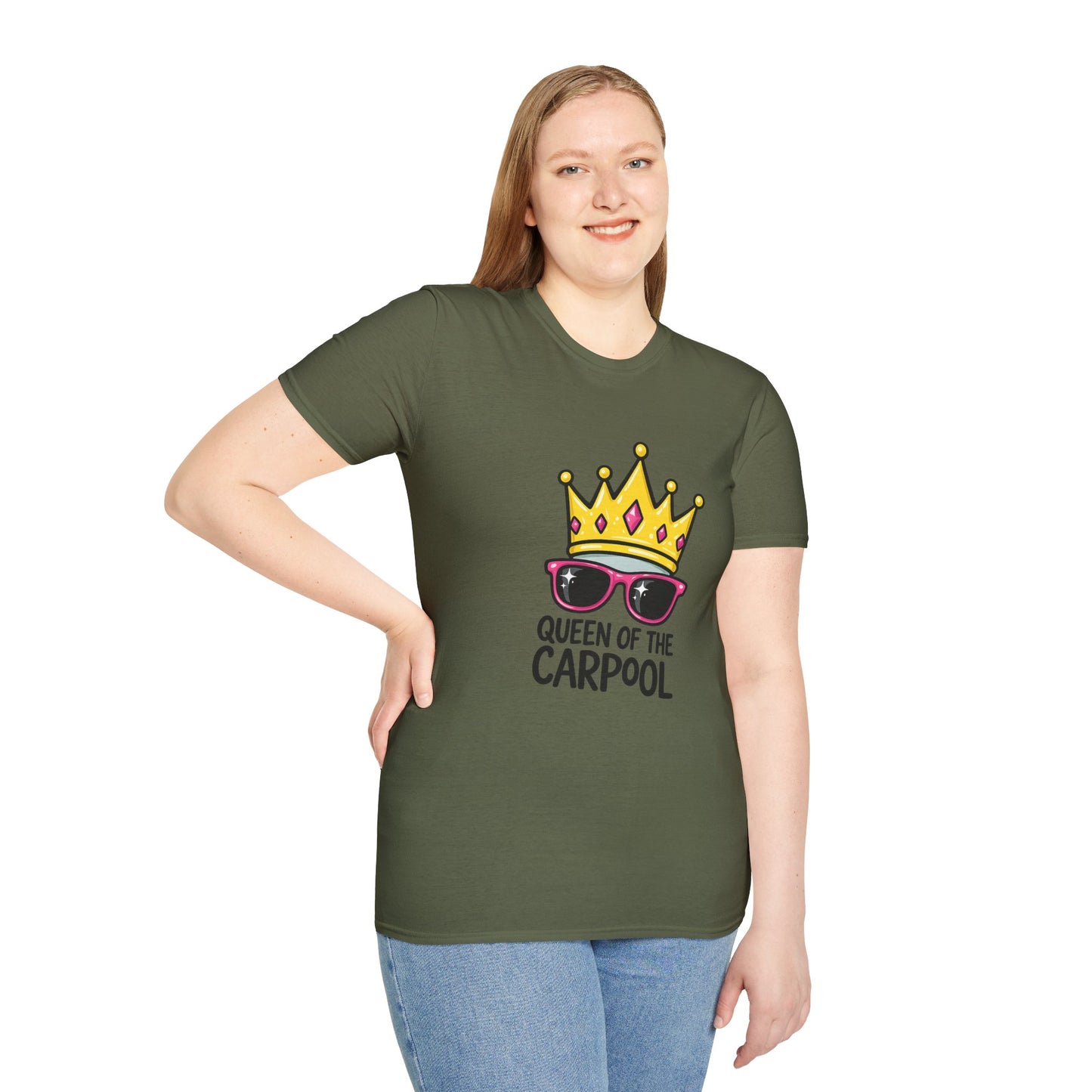 Queen of the Carpool T-Shirt – Funny Mom Crown & Sunglasses Tee