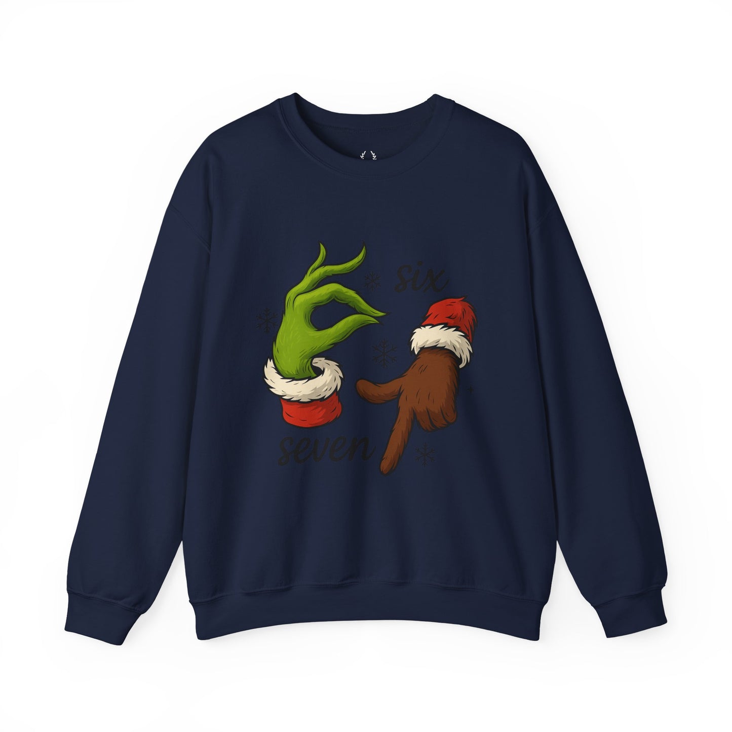 Six Seven Christmas Sweatshirt – Funny Grinch Hand Holiday Crewneck