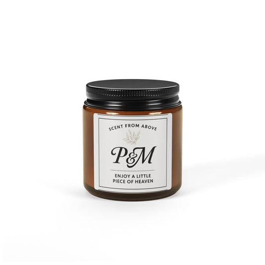 Custom Scented Candle Gift – Amber Jar Soy Candle for Teacher, Nanny, or Loved One – Natural Fragrance & Self-Care