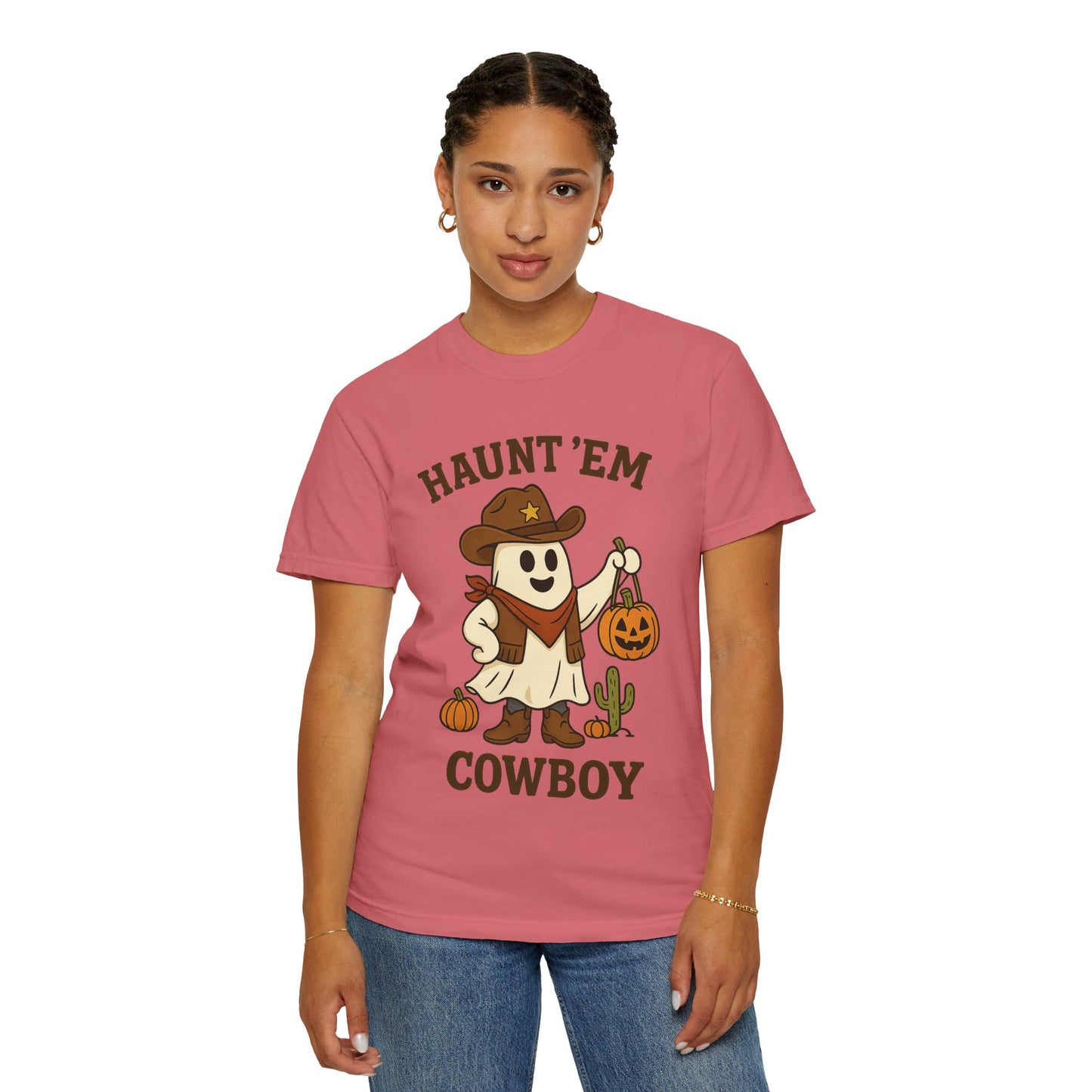 Halloween Cowboy T-Shirt, Unisex Tee, Fall Outfit, Festive Apparel, Pumpkin Costume, Haunt 'Em